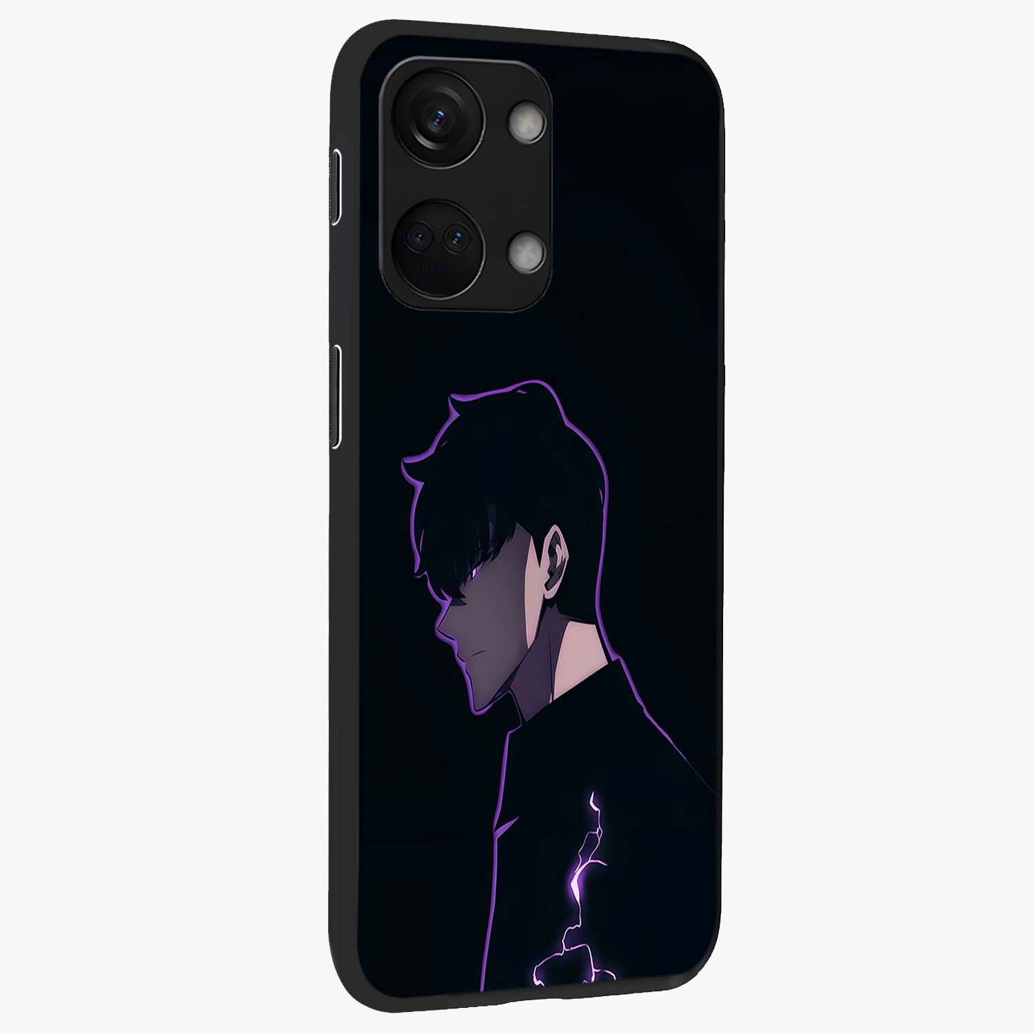 Void Lightning Phantom Glass Case for 1+Nord 3 side perspective highlighting sharp energy textures and premium edges