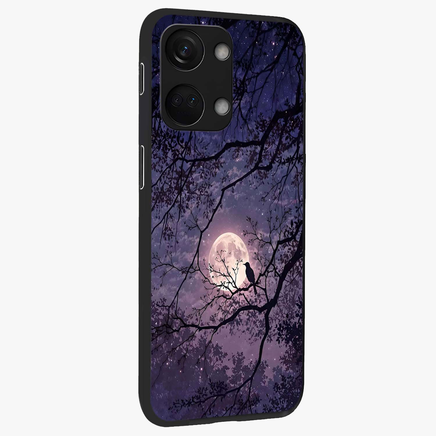 Whispering Moon Silence Glass Case for 1+Nord 3 side perspective highlighting smooth lunar textures and sleek premium build
