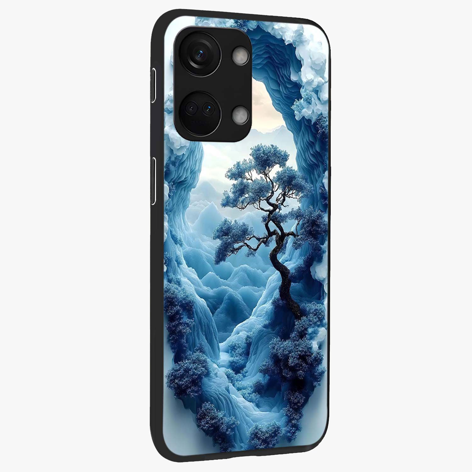 Winter Gate View Glass Case for 1+Nord 3 side perspective highlighting calm scenic textures and premium edges