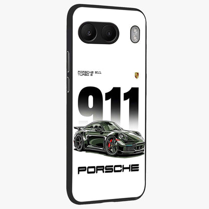 911 Turbo Dominance Glass Case for 1+Nord 4 stylish side perspective highlighting sleek edges and high detail sports car illustration