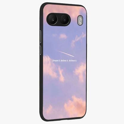 Aesthetic Clouds Dream Glass Case for 1+Nord 4 side perspective highlighting smooth edges and dreamy cloud details