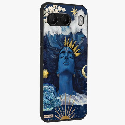 Aesthetic Lord Shiva Glass Case for 1+Nord 4 side perspective highlighting vibrant devotional illustration details