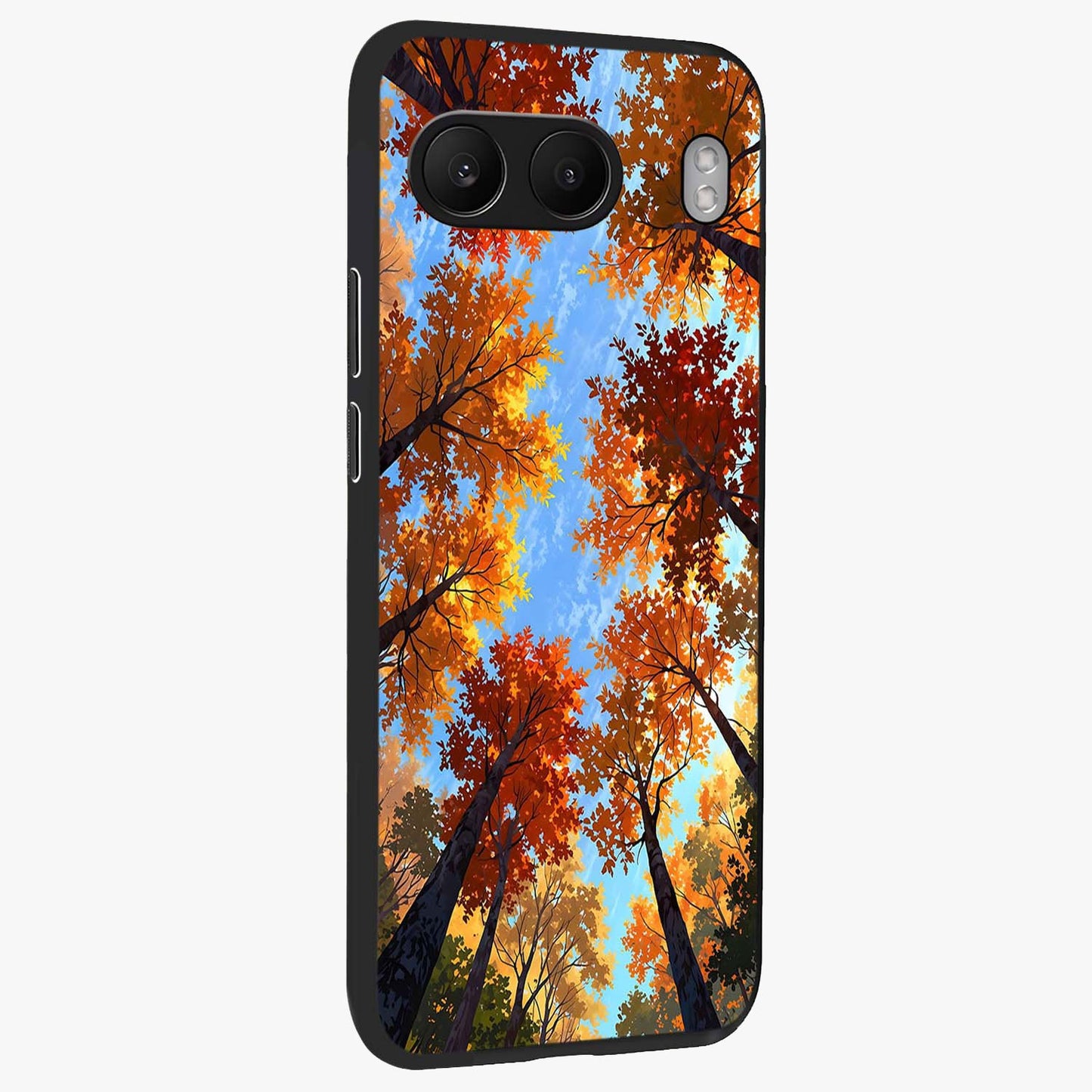 Amber Canopy Glow Glass Case for 1+Nord 4 side perspective highlighting rich nature inspired design details