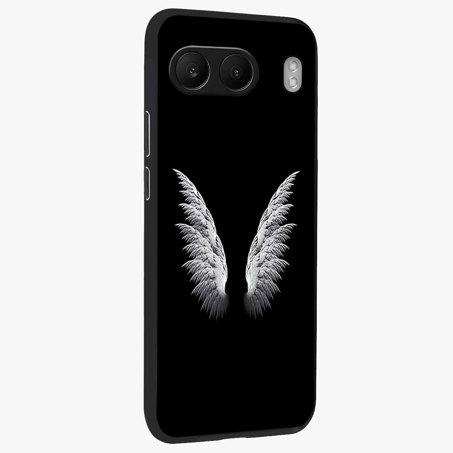 Angel Wing Grace Glass Case for 1+Nord 4 side perspective highlighting delicate wing illustration details
