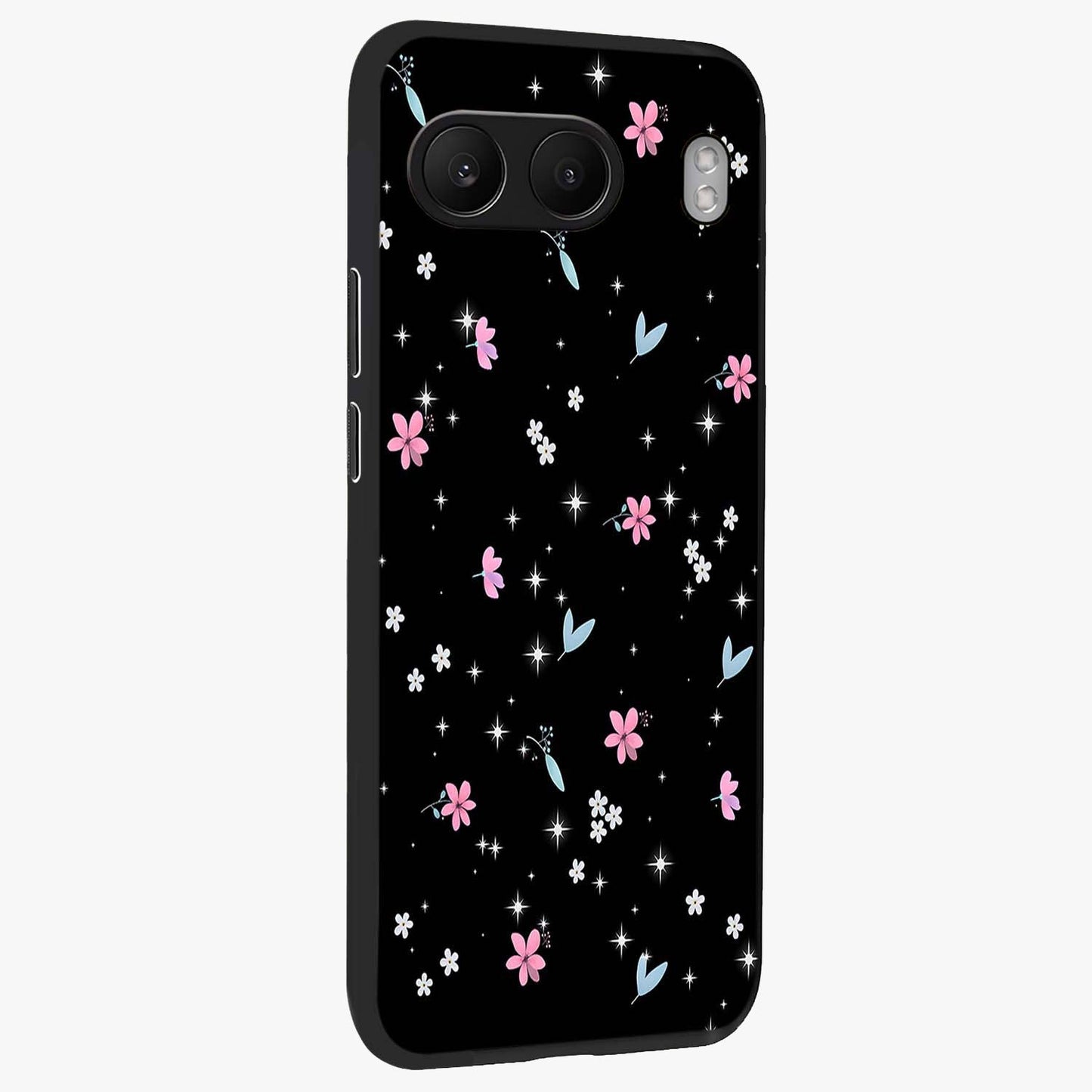 Black Aesthetic Wallpapers Glass Case for 1+Nord 4 side perspective highlighting sleek edges and premium dark design