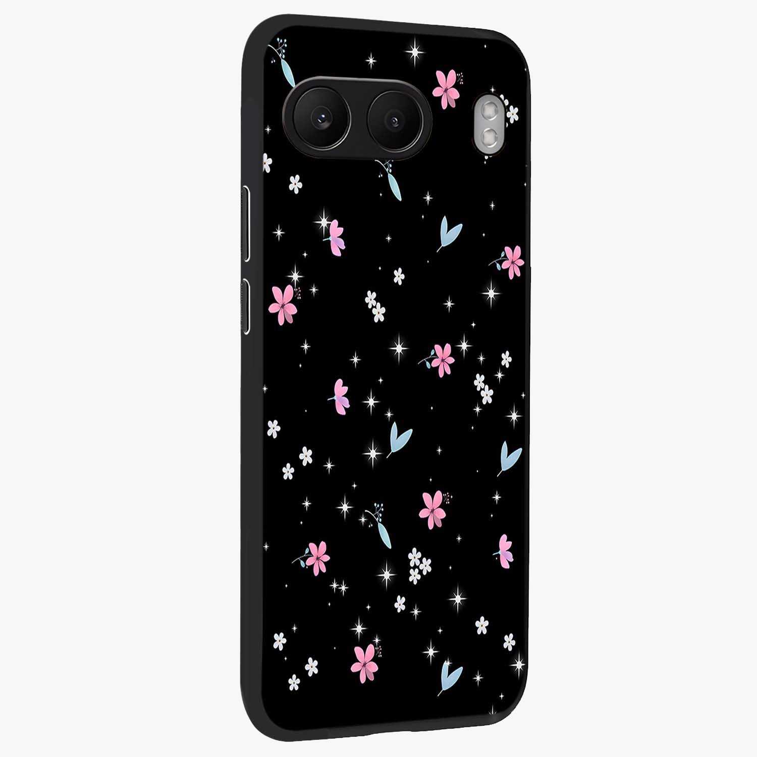 Black Aesthetic Wallpapers Glass Case for 1+Nord 4 side perspective highlighting sleek edges and premium dark design