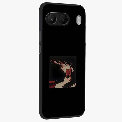 Blazing Heart Faith Glass Case for 1+Nord 4 displayed upright for powerful spiritual visibility and premium finish.