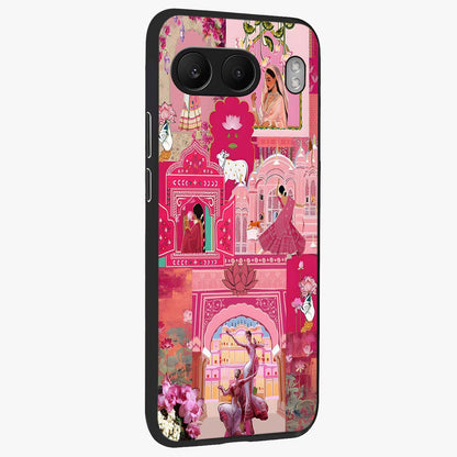 Blossoms of Rajasthan Glass Case for 1+Nord 4 side perspective highlighting intricate heritage detailing and bold colors