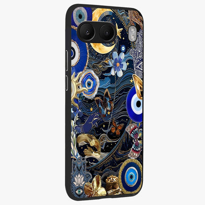 Celestial Blessing Shield Glass Case for 1+Nord 4 side perspective highlighting intricate blessing shield details