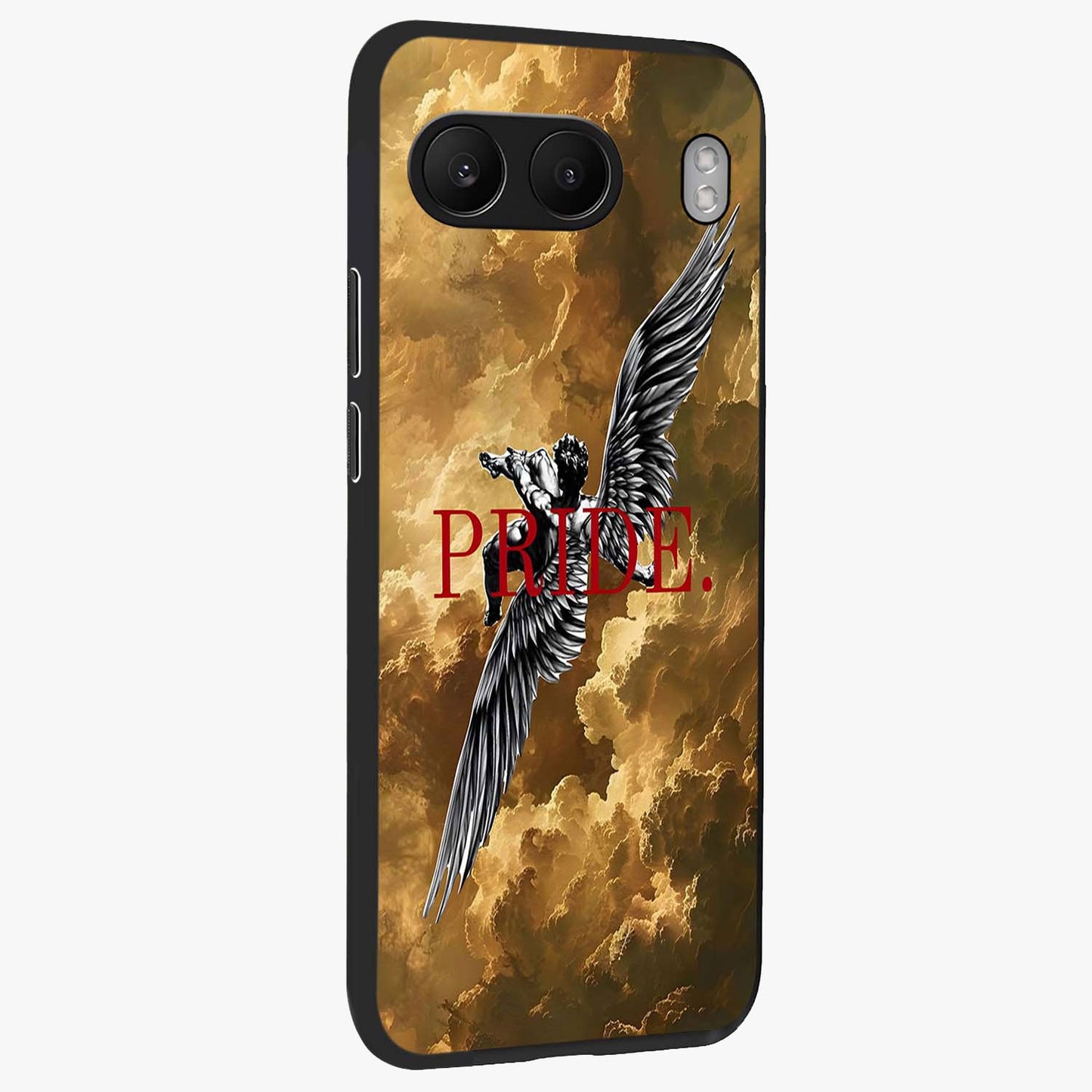 Celestial Fallen Pride Glass Case for 1+Nord 4 side perspective highlighting deep space textures and premium edge finish