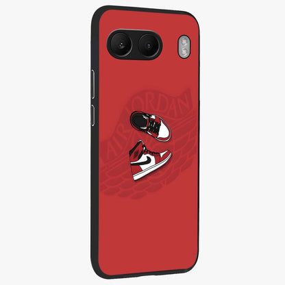 Classic Sneaker Float Glass Case for 1+Nord 4 displayed upright for trendy sneaker visibility and premium finish.