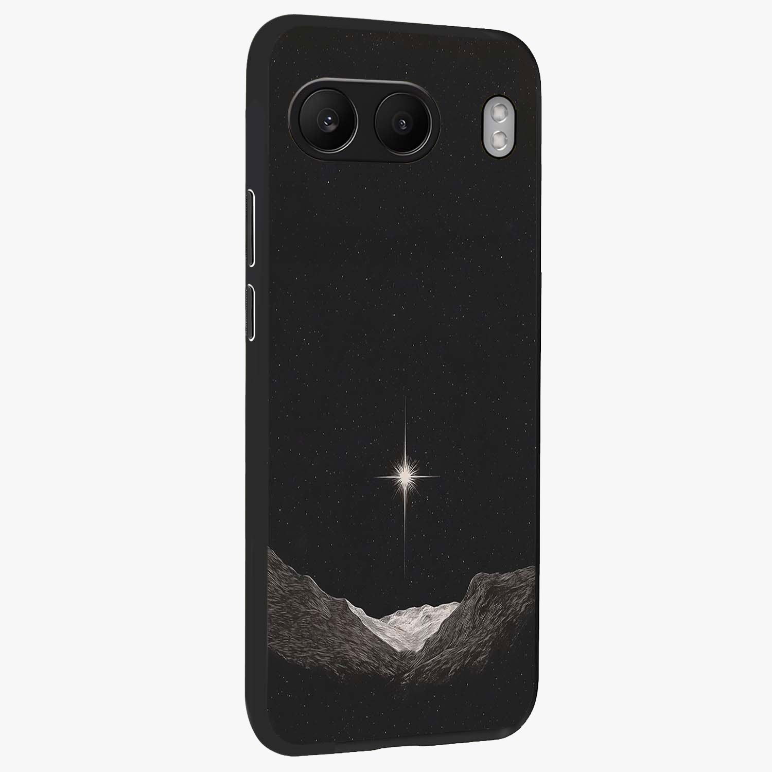 Cosmic Dream Night Glass Case for 1+Nord 4 side perspective highlighting vibrant star detailing and premium build