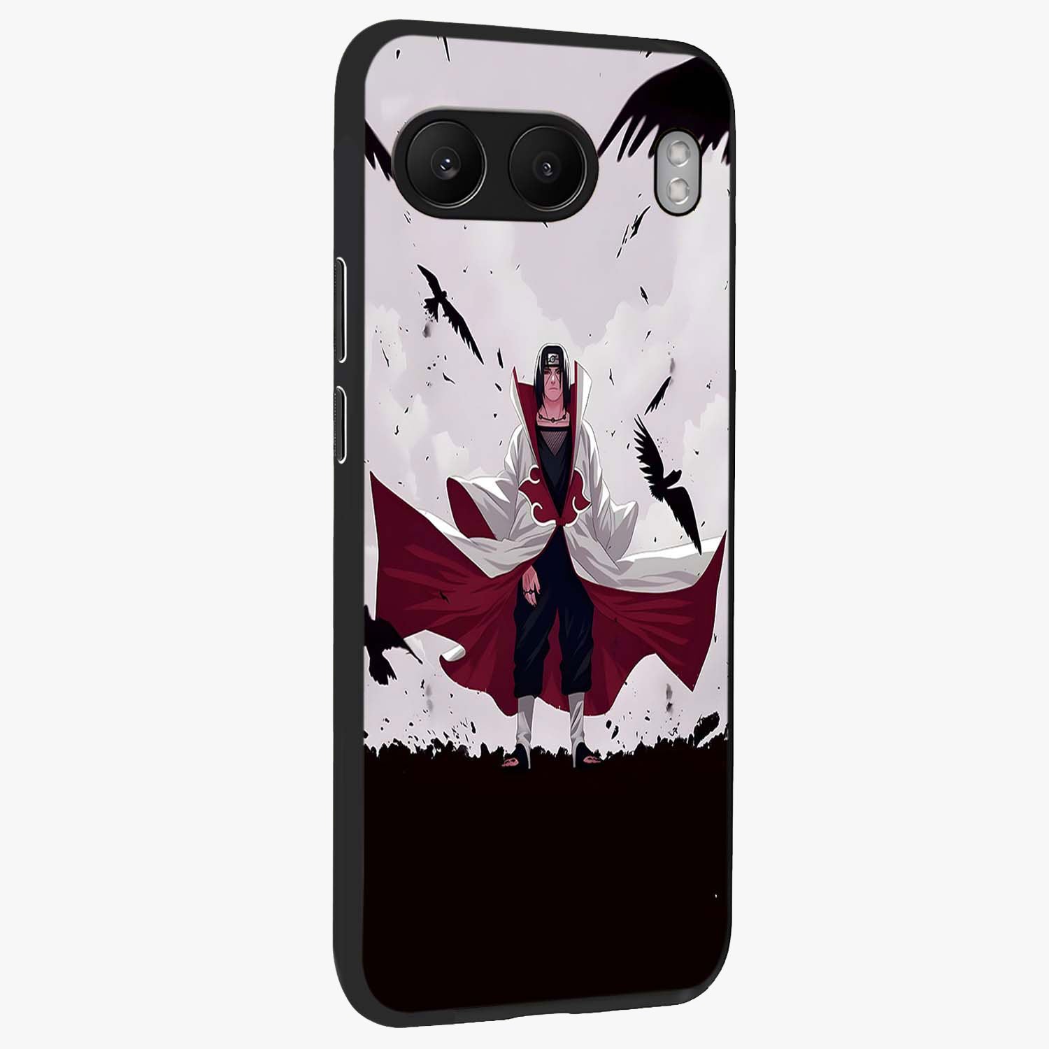 Crimson Crow Ascension Glass Case for 1+Nord 4 side perspective highlighting intricate crow detailing and premium texture