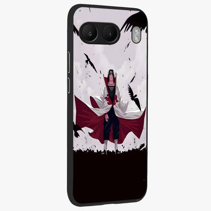 Crimson Crow Ascension Glass Case for 1+Nord 4 side perspective highlighting intricate crow detailing and premium texture