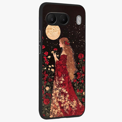 Crimson Dreams Glass Case for 1+Nord 4 side perspective highlighting vibrant tones and premium edge detailing