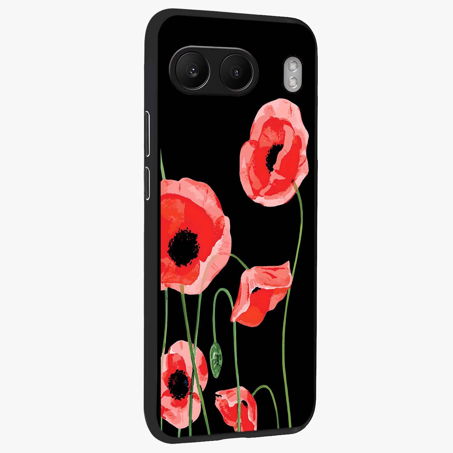 Crimson Garden Dream Glass Case for 1+Nord 4 side perspective highlighting elegant floral textures and premium build