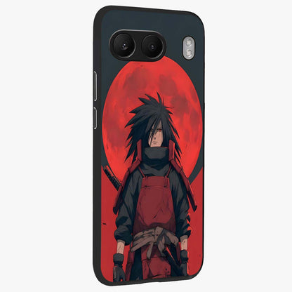 Crimson Moon Warlord Glass Case for 1+Nord 4 side perspective highlighting powerful illustration details and sleek build
