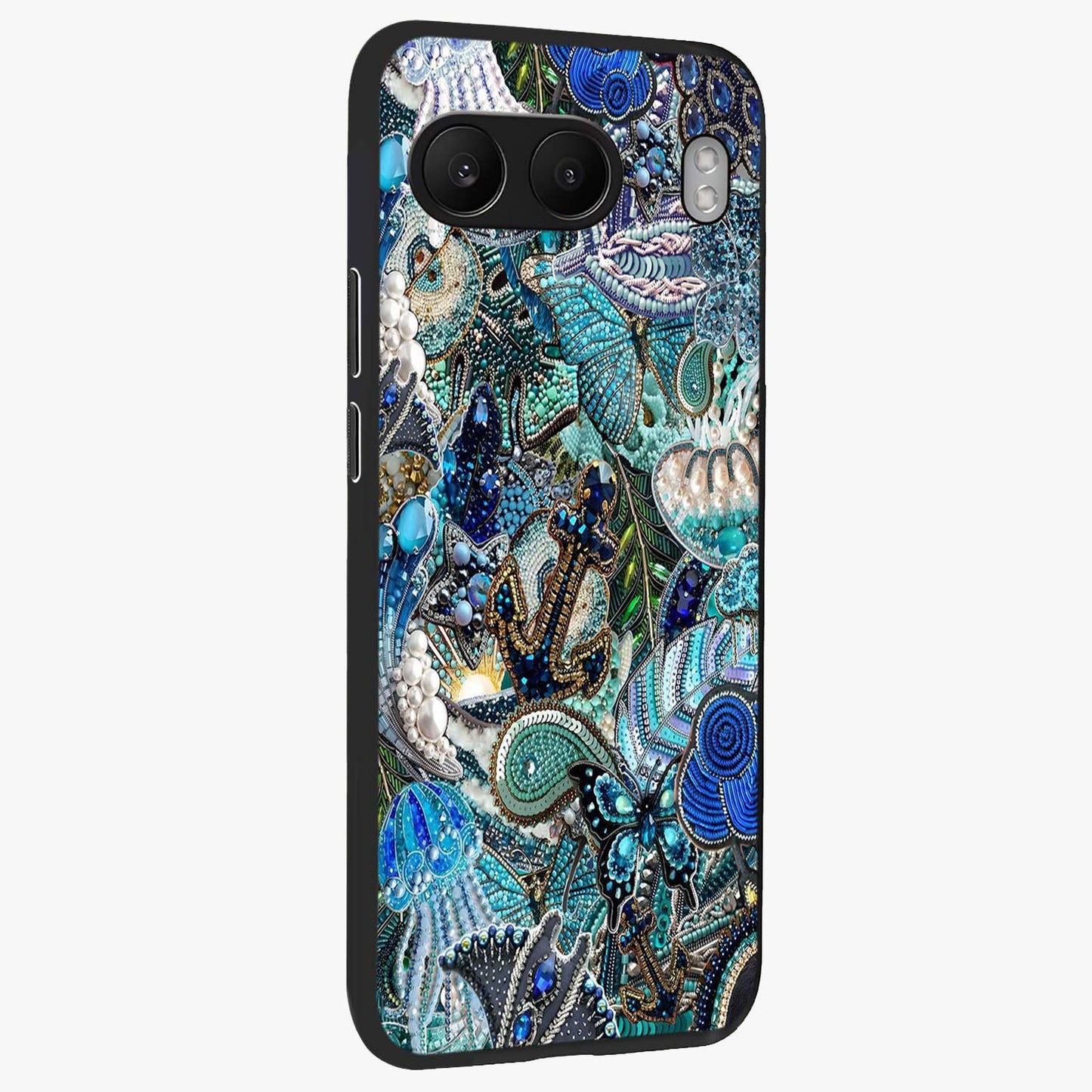 Crystal Ocean Magic Glass Case for 1+Nord 4 side perspective highlighting wave textures and smooth premium build