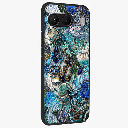 Crystal Ocean Magic Glass Case for 1+Nord 4 side perspective highlighting wave textures and smooth premium build