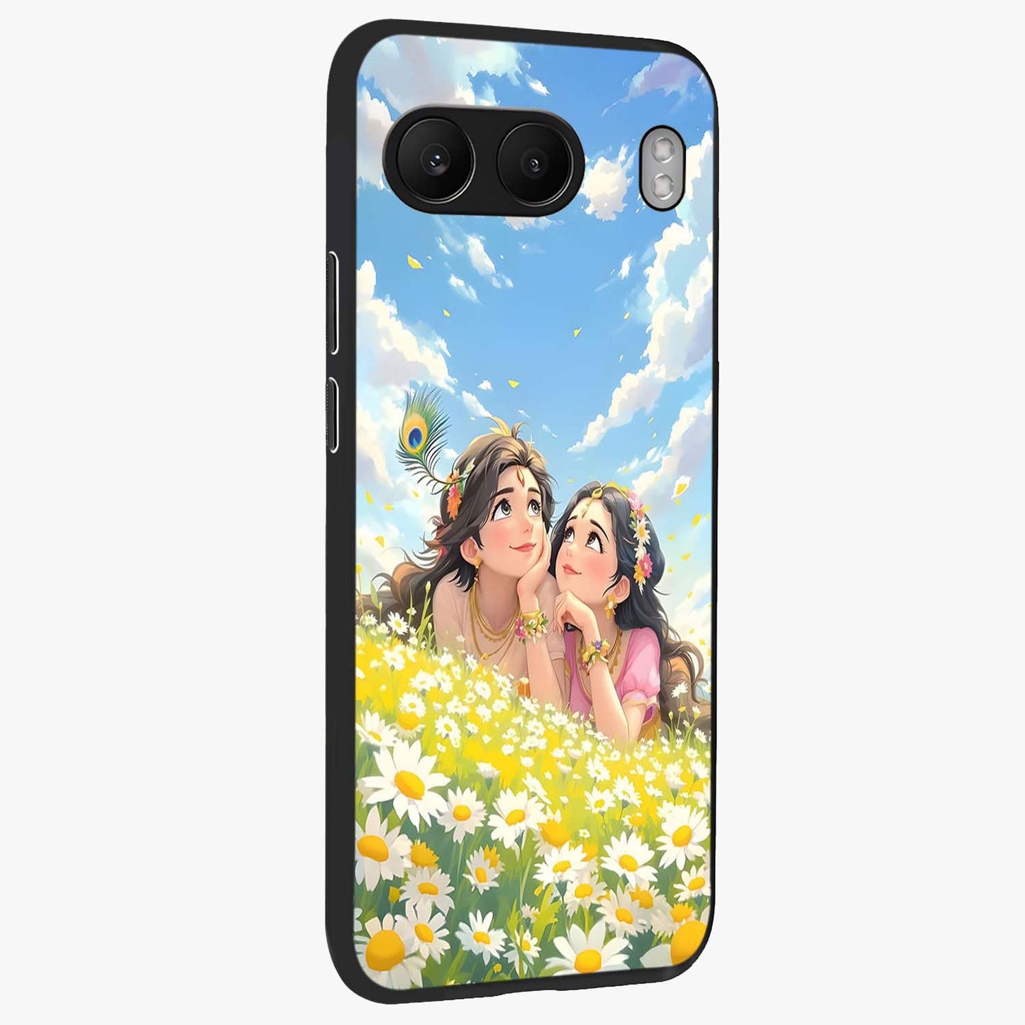 Daisy Daydream Love Glass Case for 1+Nord 4 side perspective highlighting charming floral textures and premium edge finish