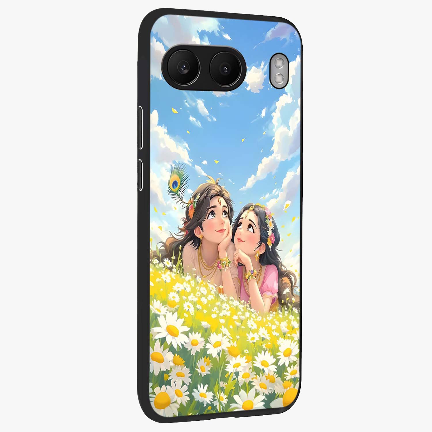 Daisy Daydream Love Glass Case for 1+Nord 4 side perspective highlighting charming floral textures and premium edge finish