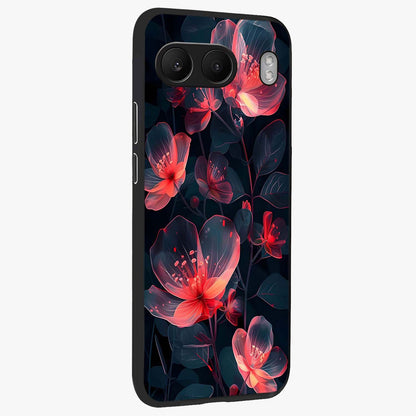 Dark Shade of Flower Glass Case for 1+Nord 4 side perspective highlighting elegant dark floral textures and sleek build