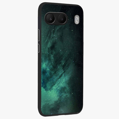 Emerald Green Space Glass Case for 1+Nord 4 side perspective highlighting luminous detailing and premium edge finish