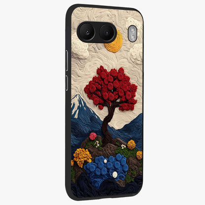 Eternal Nature Tapestry Glass Case for 1+Nord 4 side perspective highlighting woven texture design and premium edge finish