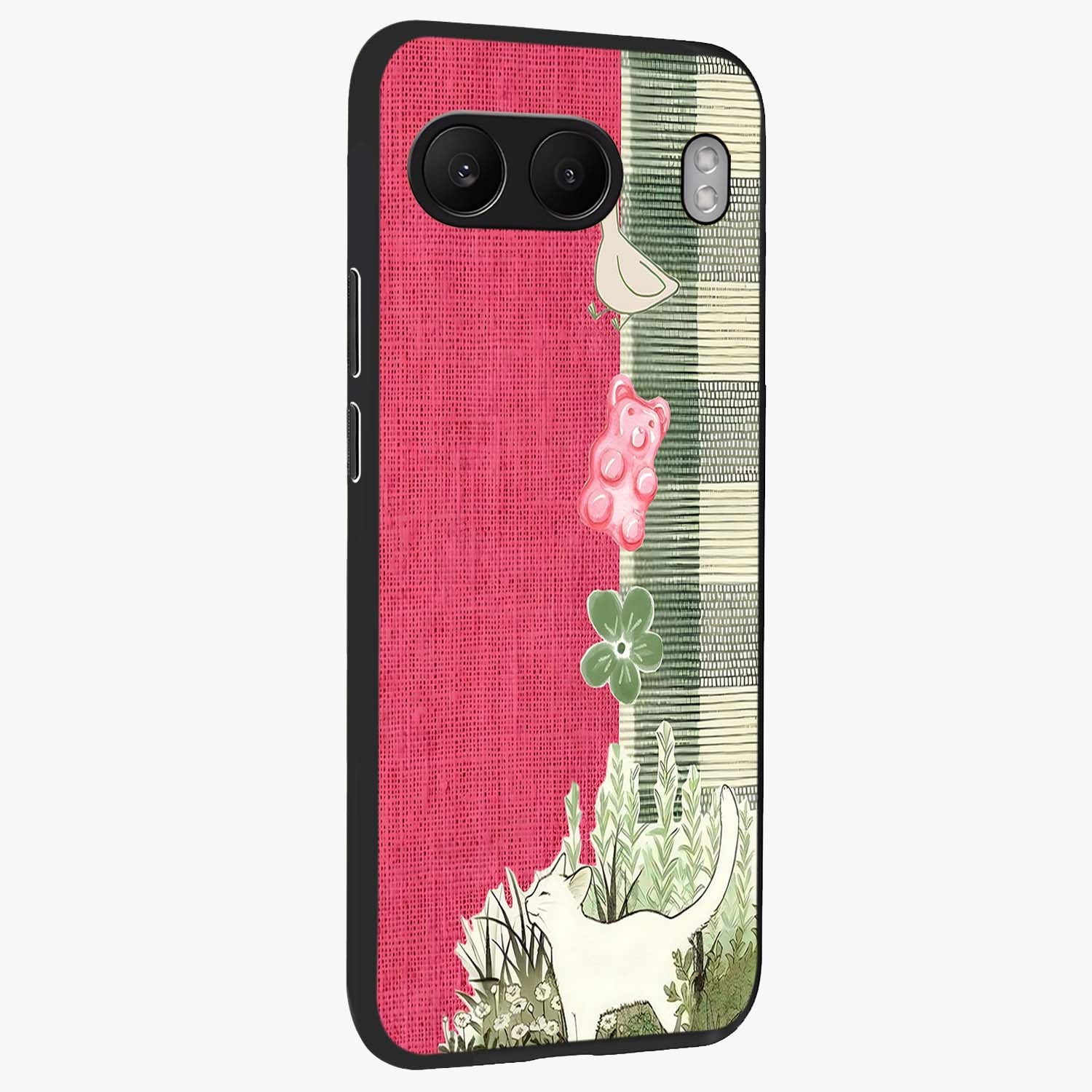 Fabric Patterns Glass Case for 1+Nord 4 side perspective highlighting woven texture design and smooth build