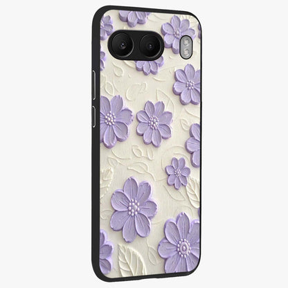 Floral Wall Art With Purple Flowers Glass Case for 1+Nord 4 side perspective highlighting delicate bloom details and premium build