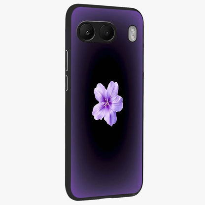 Flower on Soft Violet Gradient Glass Case for 1+Nord 4 side perspective highlighting delicate bloom detailing and smooth edges