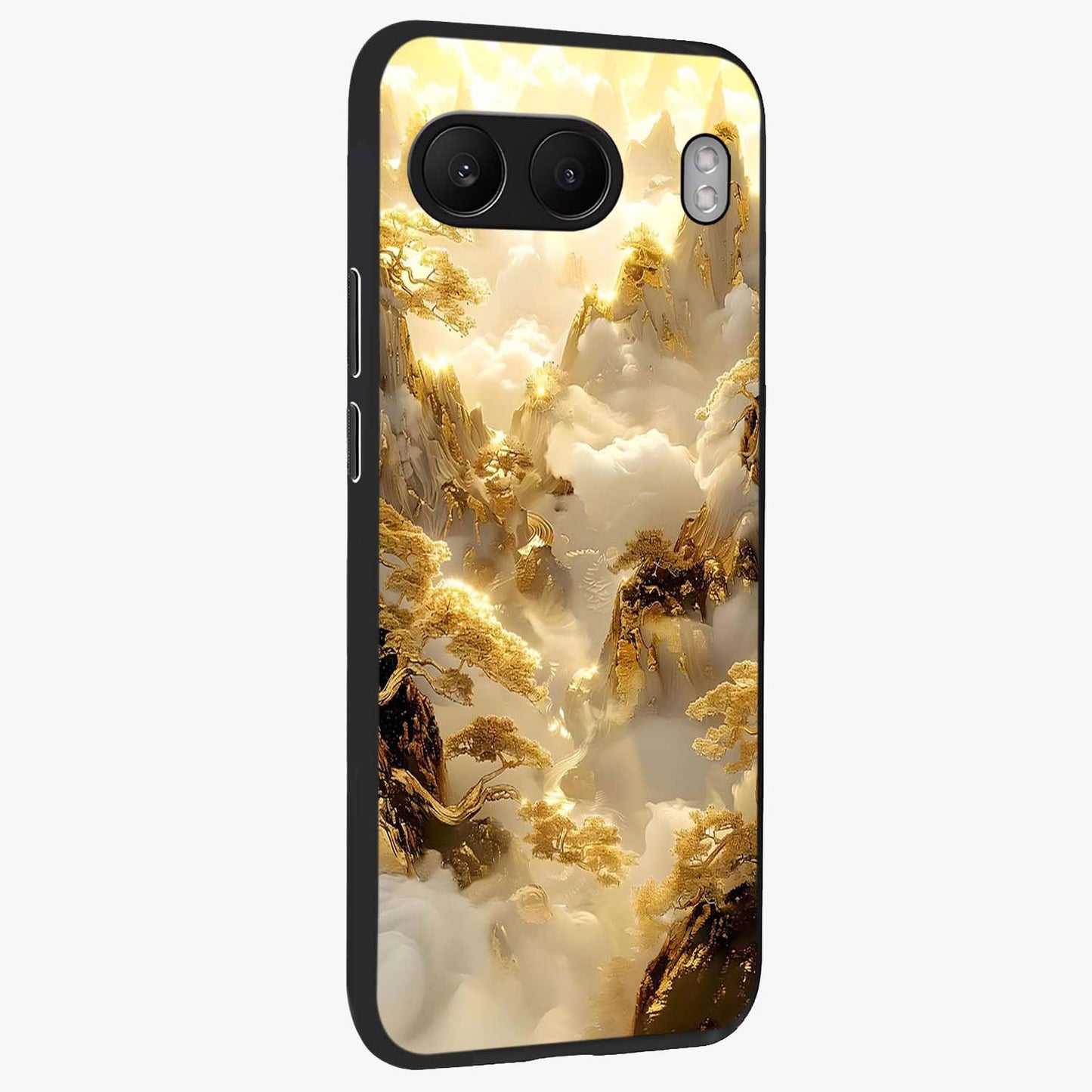Gates of Illumination Glass Case for 1+Nord 4 side perspective highlighting intricate illumination textures and premium edges