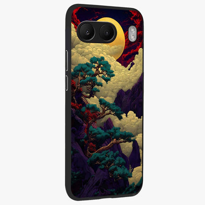 Golden Moon Horizon Glass Case for 1+Nord 4 side perspective highlighting smooth celestial detailing and sleek build