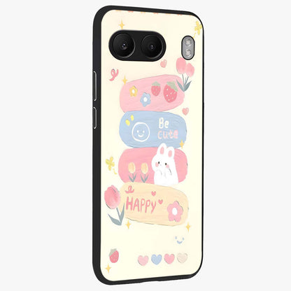 Happy Cute Bunny Glass Case for 1+Nord 4 side perspective highlighting charming character detailing and smooth build