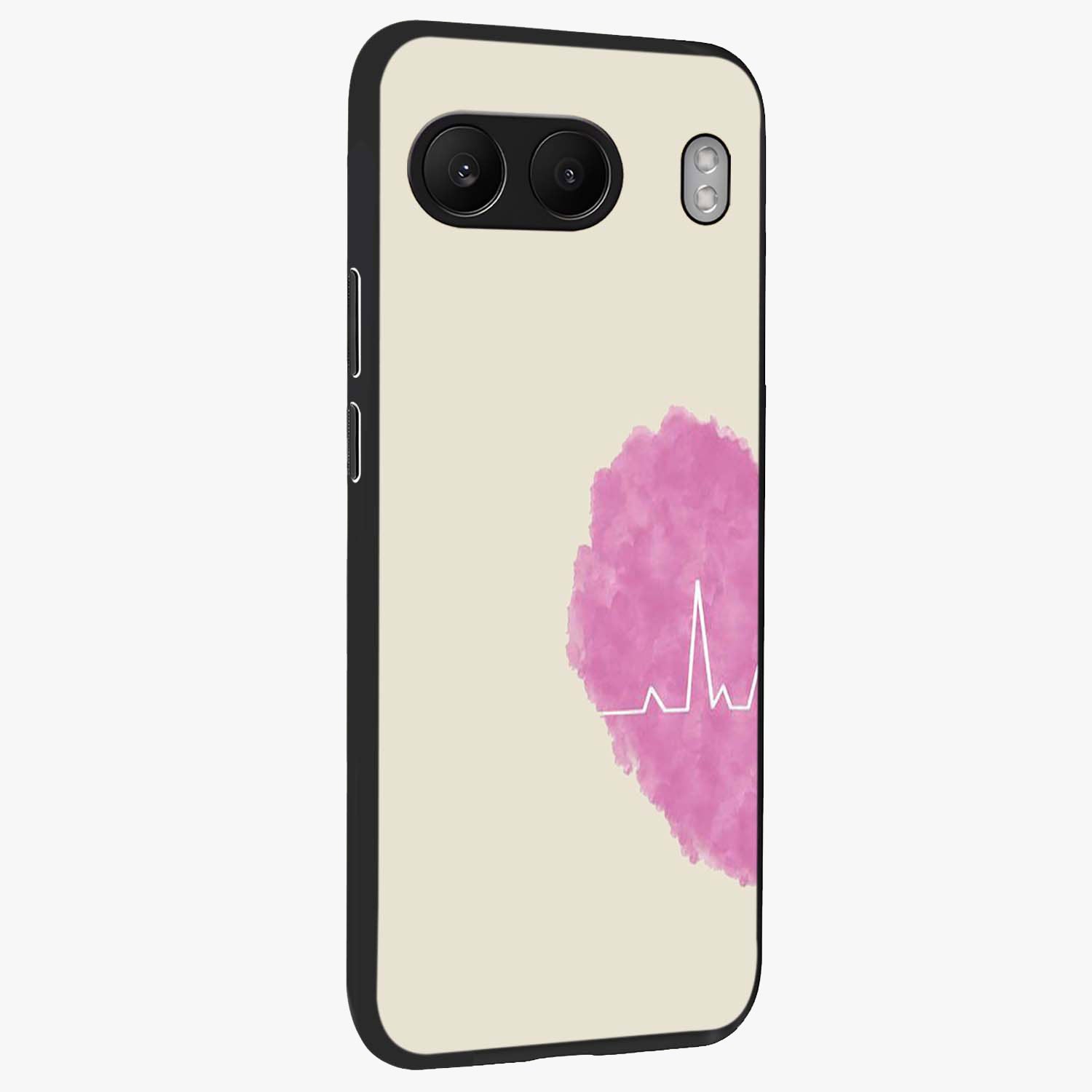 Heartbeat of Love Glass Case for 1+Nord 4 side perspective highlighting delicate heart detailing and smooth premium edges