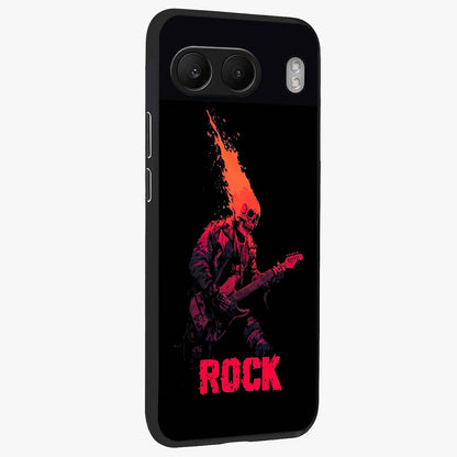 Hellfire Rock Anthem Glass Case for 1+Nord 4 displayed upright for powerful statement visibility and premium finish.