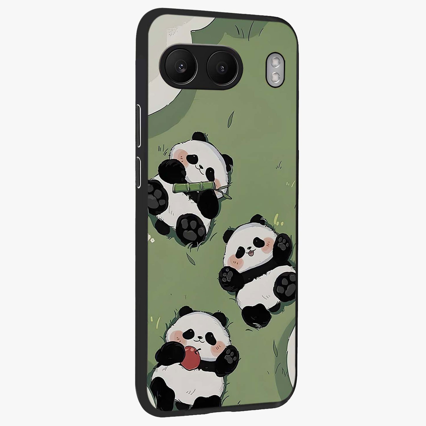 Lazy Panda Picnic Glass Case for 1+Nord 4 side perspective highlighting cute illustration textures and smooth premium build