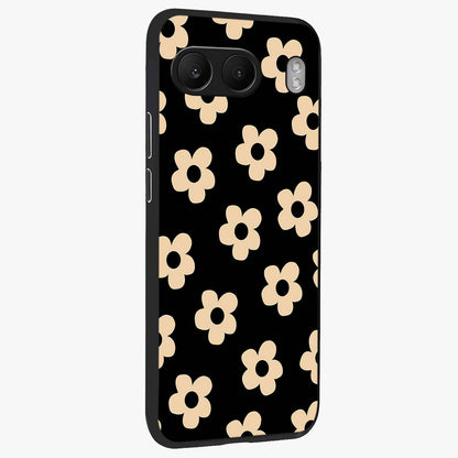 Little Daisy Flower Retro Pattern Glass Case for 1+Nord 4 side perspective highlighting playful floral textures and smooth premium edges