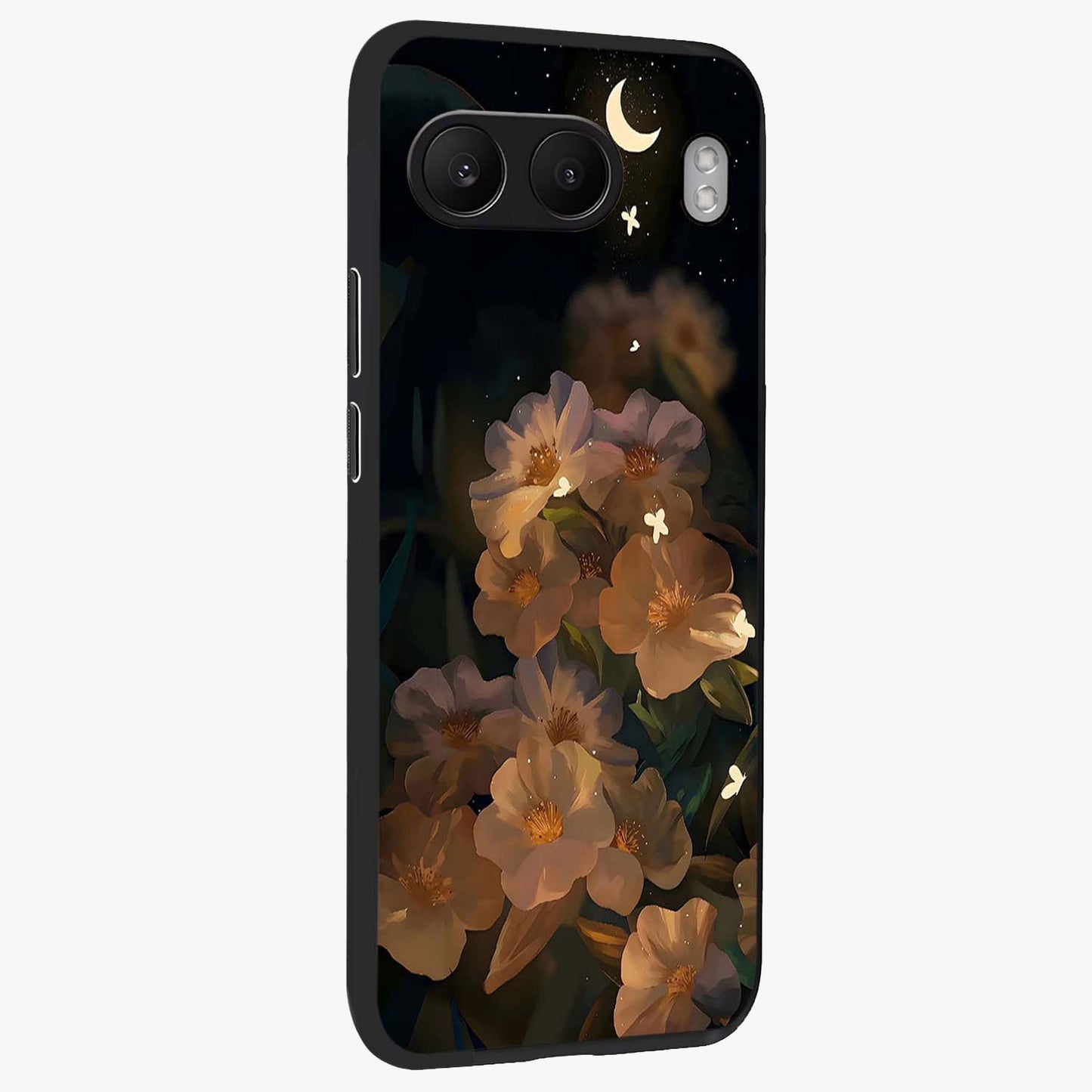 Midnight Bloom Trail Glass Case for 1+Nord 4 side perspective highlighting graceful detailing and smooth build