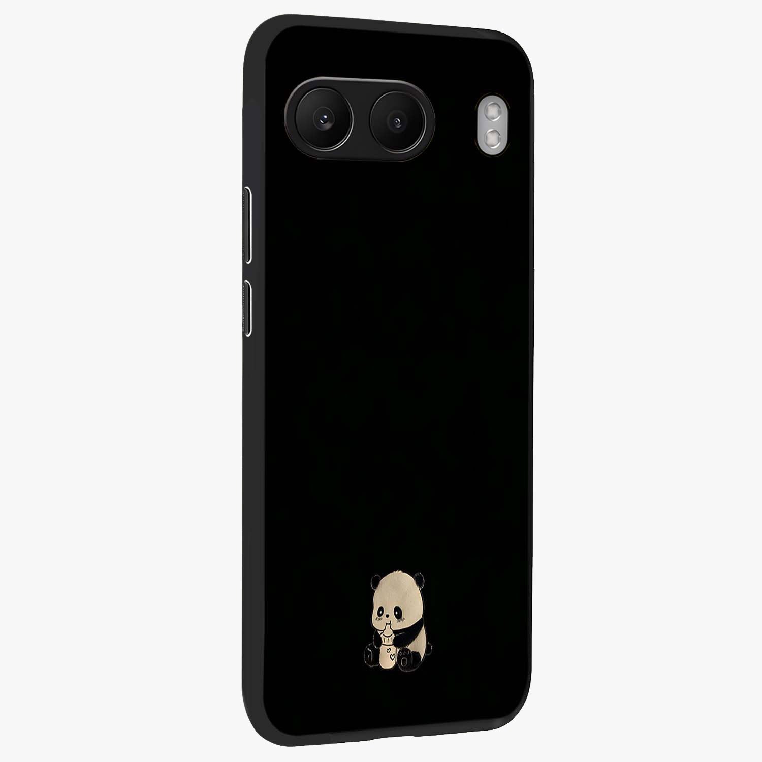 Midnight Panda Love Glass Case for 1+Nord 4 side perspective highlighting charming illustration details and premium build