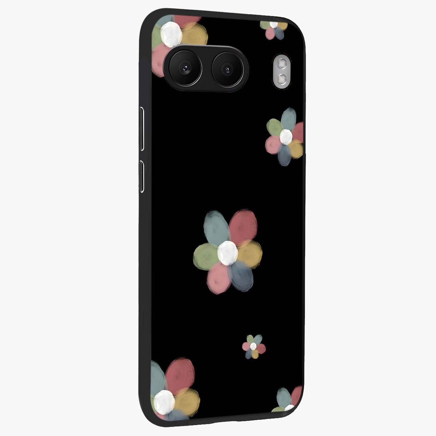 Minimal Floral Charm Glass Case for 1+Nord 4 side perspective highlighting refined minimal textures and smooth build