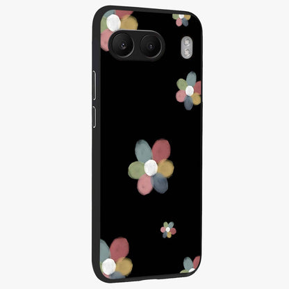 Minimal Floral Charm Glass Case for 1+Nord 4 side perspective highlighting refined minimal textures and smooth build