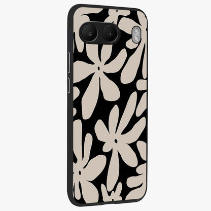 Monochrome Petal Dance Glass Case for 1+Nord 4 side perspective highlighting refined textures and premium edges