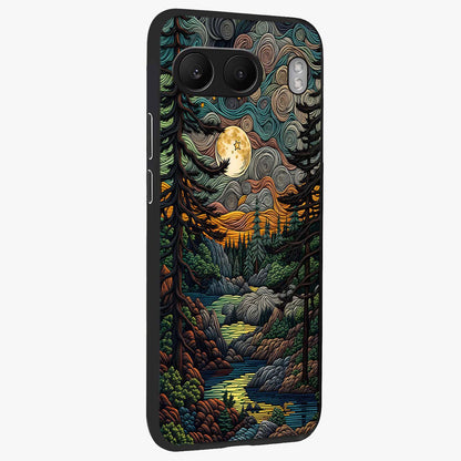 Moonlight Forest Dream Glass Case for 1+Nord 4 side perspective highlighting serene woodland textures and smooth premium build