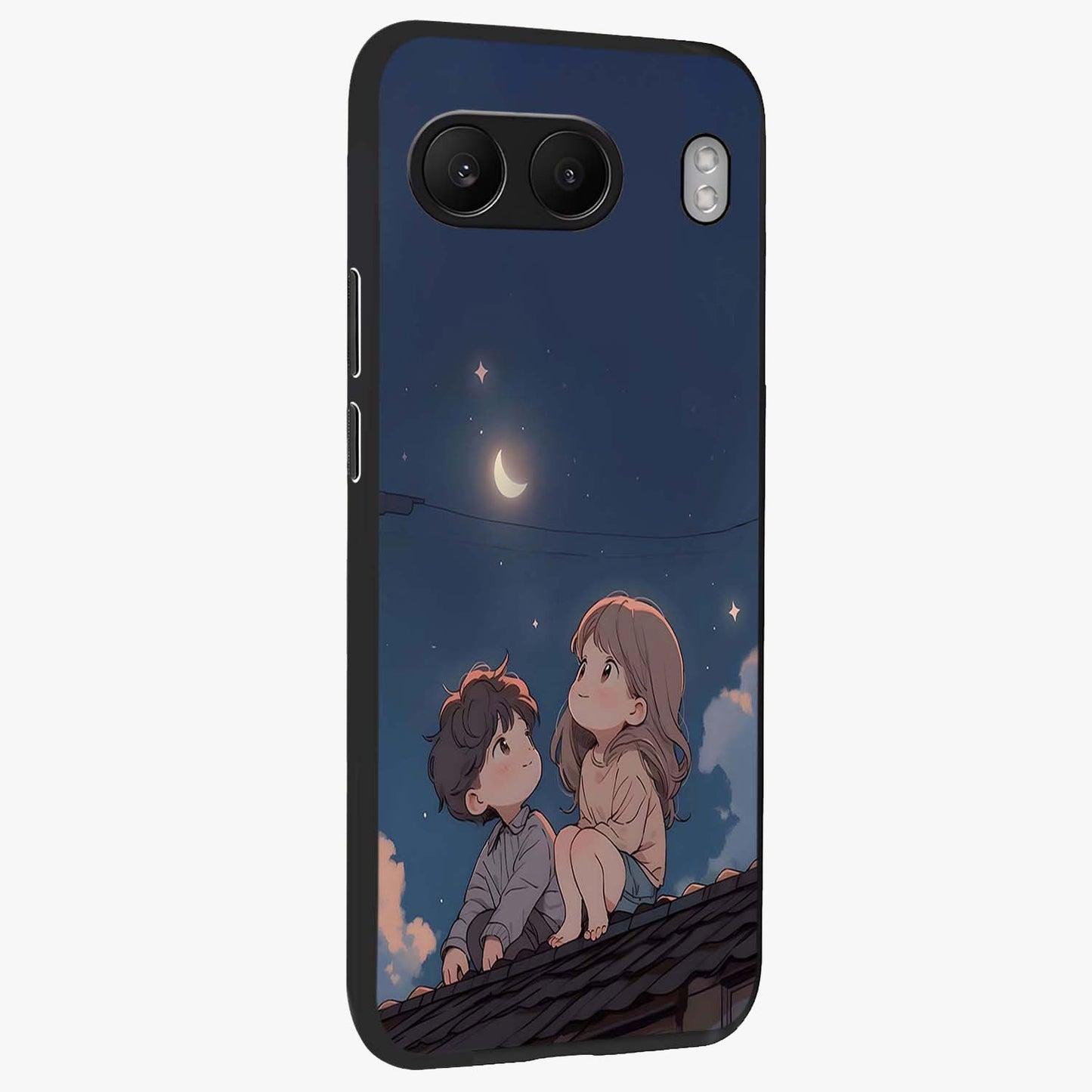 Moonlit Promise Together Glass Case for 1+Nord 4 side perspective highlighting delicate textures and sleek premium build