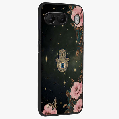 Mystic Bloom Protection Glass Case for 1+Nord 4 side perspective highlighting intricate bloom textures and sleek build