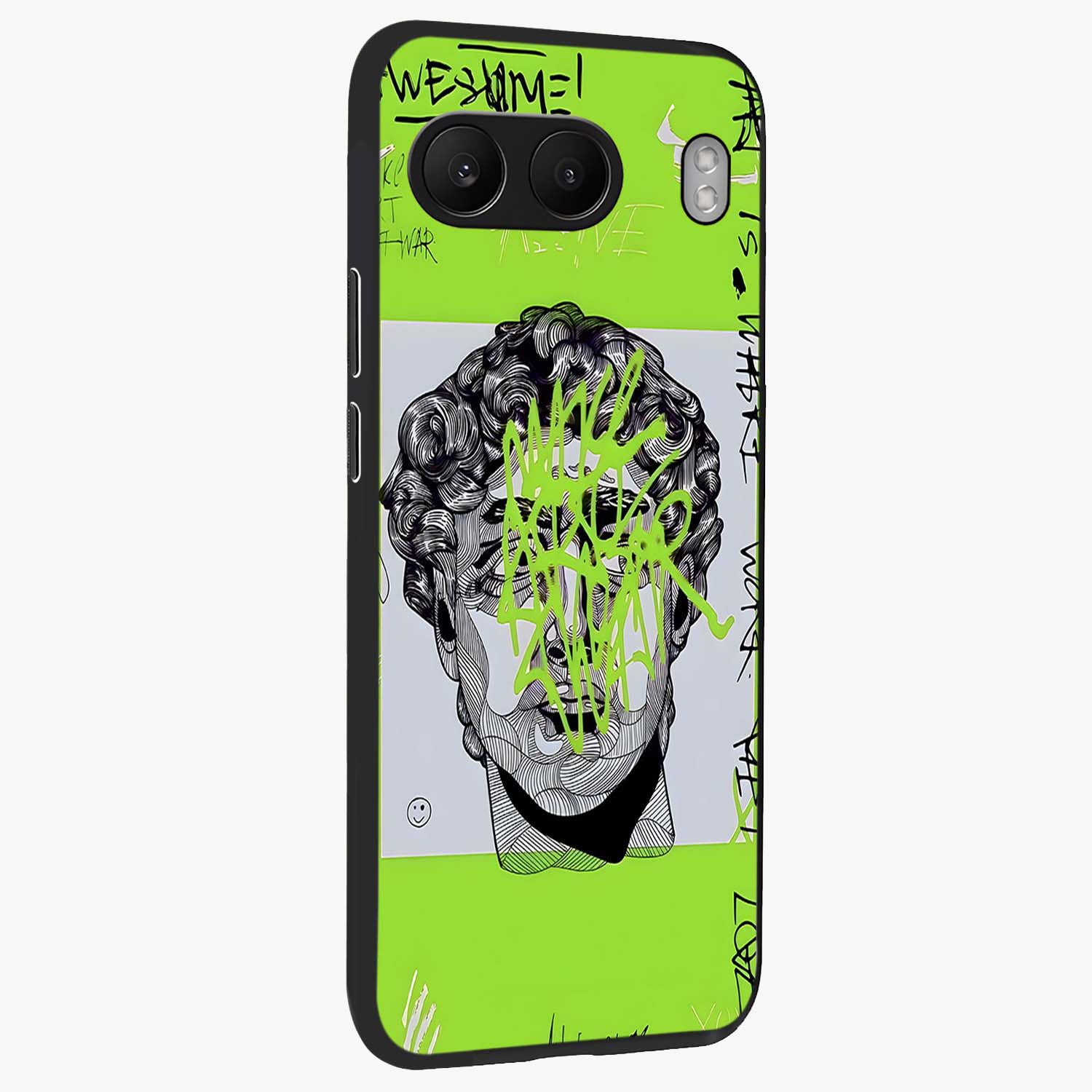 Neo Graffiti Rebellion Glass Case for 1+Nord 4 side perspective highlighting vibrant street textures and premium edges