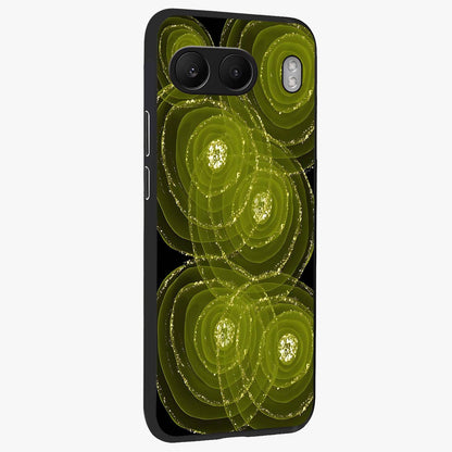 Neon Orbit Bloom Marble Glass Case for 1+Nord 4 side perspective highlighting luminous textures and premium edges