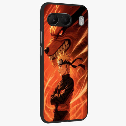 Nine Tails Legacy Glass Case for 1+Nord 4 side perspective highlighting detailed character textures and premium edges