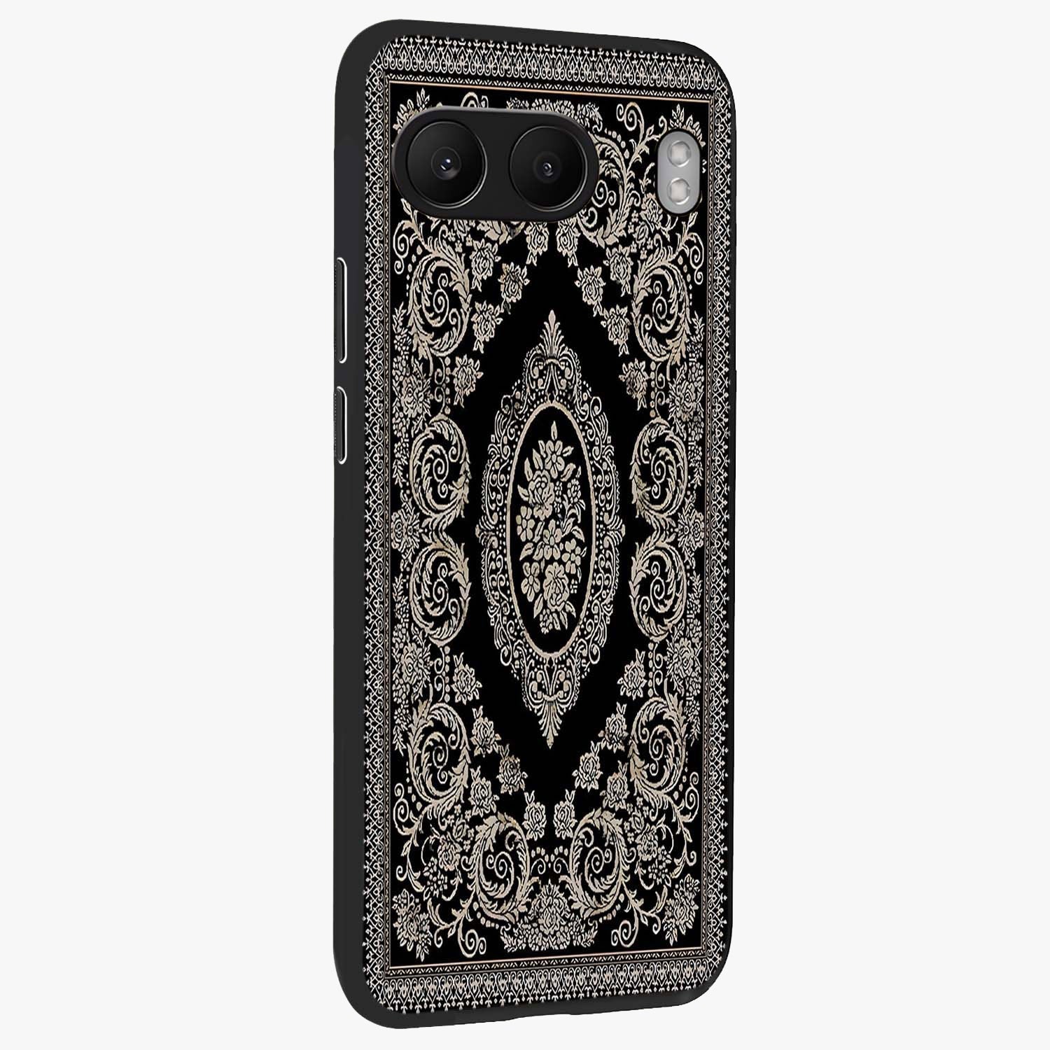 Noir Bloom Elegance Glass Case for 1+Nord 4 side perspective highlighting subtle textures and sleek premium build